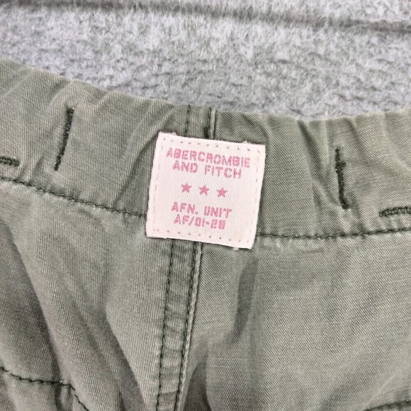 Vintage Abercrombie & Fitch Parchute Pants Wmn M Olive Green Wide Leg Button Fly - Picture 11 of 13